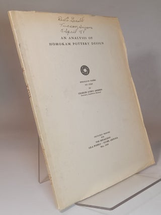 Item #166743 An Analysis of Hohokam Pottery Design. Charles Avery AMSDEN